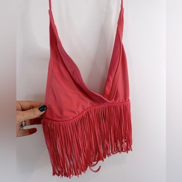 l*Space Audrey Fringe Halter Bikini Top in Watermelon - Picture 6 of 14